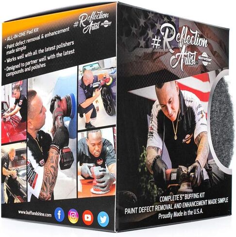 The Rag Company - Buff and Shine Reflection Artist Complete 5" Buffing Kit - Combination of Five Pads, URO line, Easy to Use Combo in Kuwait