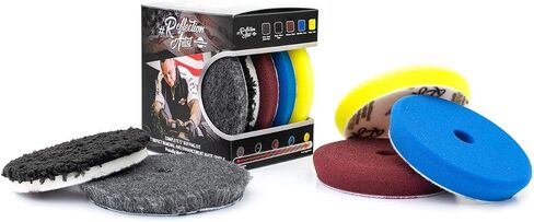 The Rag Company - Buff and Shine Reflection Artist Complete 5" Buffing Kit - Combination of Five Pads, URO line, Easy to Use Combo in Kuwait