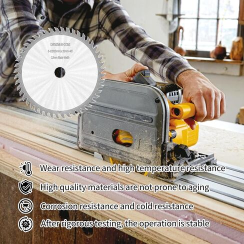 Upgraded B-07353 DW5258 Carbide Tipped Track Saw Blade Compatible with Makita SP6000 DEWALT DWS520CK DWS520LK DWS520SK Wen CT1065 Series Circular Saw,165x2.2x20mm 6-1/2" 48Tooth ATB in Kuwait