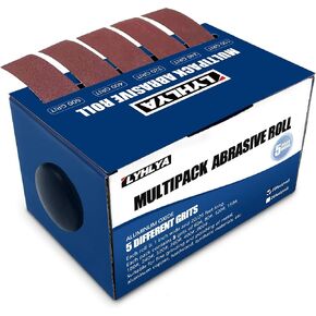 Hook and Loop Sandpaper Rolls, 5 Grits Emery Cloth Rolls 1 Inch x 20 Feet Assorted Sand Paper with Dispenser 150 240 320 400 600 Grit Abrasive Sandpaper Rolls for Woodworking Metal Polishing in Kuwait