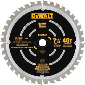 DEWALT Circular Saw Blade, 7 1/4 Inch, 40 Tooth, Composite Decking (DWA31740) in Saudi Arabia