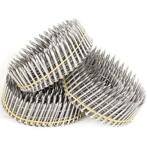 1200 Count Siding Nails 1-1/2 Inch 15-Degree Collated Wire Coil, 0.09 Inch Ring Shank Stainless Steel Nails for Rough Nailing of Lathing and Sheathing Materials