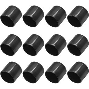 24 Pcs Round Rubber End Caps, 1/5" (5mm) ID Vinyl Flexible Screw Thread Protectors, Black Bolt End Caps for Metal Tubing Rod Bolt