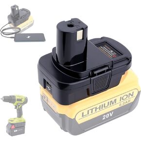 Battery Adapter with USB Port Compatible with Ryobi 18V Tools,Convert Compatible with Dewalt 20v and Compatible with Milwaukee M18 18v Battery to Replacement Ryobi 18v Battery in Kuwait