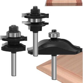 TAIWAIN 5PCS النجارة راوتر بت مجموعة 1/2 بوصة عرقوب، إطار الصورة المعمارية باب خزانة درج صب راوتر بت طحن القاطع، الخشب ميتري كربيد CNC أداة القطع (F-1-2DHD) in Kuwait