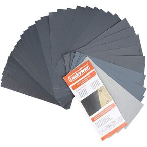 Luckyway 36 ورقة، 9 × 3.6 بوصة، 120 إلى 5000 ورق صنفرة متنوع لتشطيب الأثاث الخشبي، الصنفرة المعدنية وتلميع السيارات، الصنفرة الجافة أو الرطبة in Kuwait