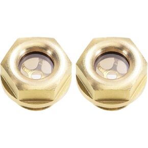 Uxcell مقياس مستوى السائل الزيتي زجاج الرؤية M16x1.5mm تركيبات ضاغط الهواء النحاسي الملولب للذكور مع حلقة دائرية، أصفر 2 قطعة