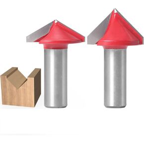 WSOOX 90 ° 120 ° V-Groove Carbide Router Bits Set مع 1/2 عرقوب 2 قطعة CNC النقش راوتر بت V الأخدود نحت قاطع الخشب in Kuwait