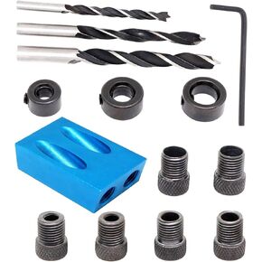 مجموعة ادوات ثقب الجيب 14 قطعة من جي دي اف واي ام اي، مجموعة ادوات النجارة بزاوية 15 درجة مع دليل مثقاب 6/8/10 ملم، محدد موقع ثقب النجارة in Kuwait