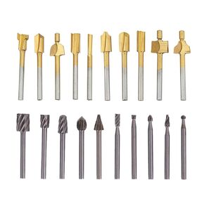 HSS Router Carbide Engraving Bits and Router Bit Set 1/8"(3mm) Shank for Power Rotary Tools Accessories for DIY Woodworking, Carving, Edge Treatment Grooving Wood, Drilling