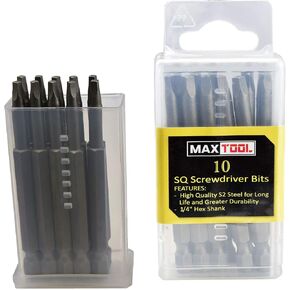 MaxTool 10PCs SQ3x3" Identical Screwdriver Bit Set; Square Head #3; 3" OAL; 1/4" Hex; S2 Premium Alloy Tool Steel; SQ3x3P10-S2 in Saudi Arabia