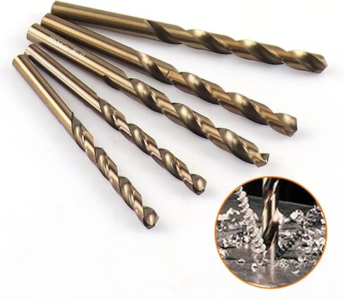 لقم الثقب الكوبالت، مجموعة لقم الثقب المعدنية M35 HSS بطول الوظيفة، مناسبة للحفر في المعدن الصلب، الفولاذ المقاوم للصدأ، الحديد الزهر (5/16 بوصة (5 قطع)) in Kuwait