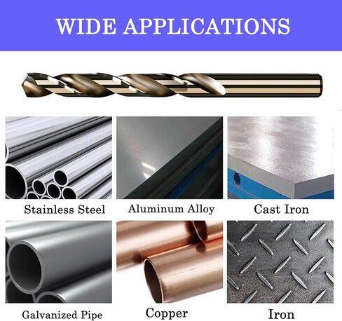 لقم الثقب الكوبالت، مجموعة لقم الثقب المعدنية M35 HSS بطول الوظيفة، مناسبة للحفر في المعدن الصلب، الفولاذ المقاوم للصدأ، الحديد الزهر (5/16 بوصة (5 قطع)) in Kuwait