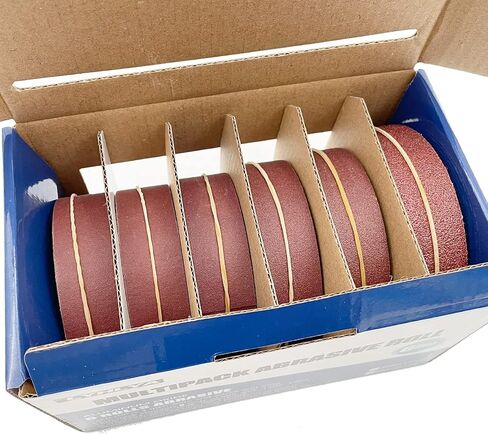 Hook and Loop Sandpaper Rolls, 5 Grits Emery Cloth Rolls 1 Inch x 20 Feet Assorted Sand Paper with Dispenser 150 240 320 400 600 Grit Abrasive Sandpaper Rolls for Woodworking Metal Polishing in Saudi Arabia