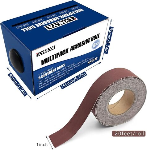 Hook and Loop Sandpaper Rolls, 5 Grits Emery Cloth Rolls 1 Inch x 20 Feet Assorted Sand Paper with Dispenser 150 240 320 400 600 Grit Abrasive Sandpaper Rolls for Woodworking Metal Polishing in Saudi Arabia