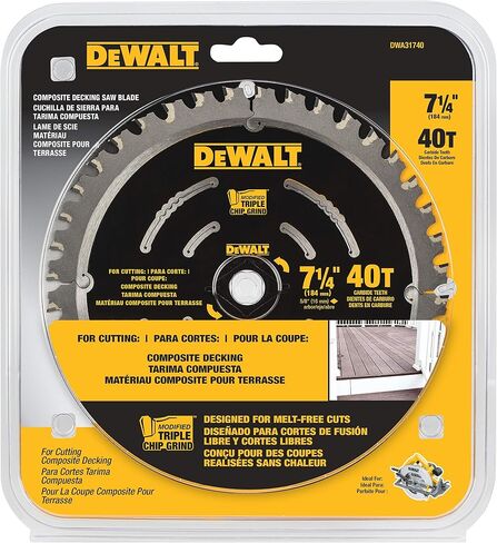 DEWALT Circular Saw Blade, 7 1/4 Inch, 40 Tooth, Composite Decking (DWA31740) in Saudi Arabia