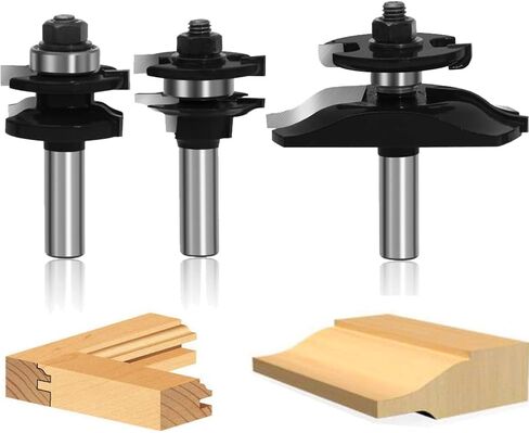 LEATBUY Molding Router Bit Set 1/2-Inch Shank, Woodworking Molding Cutter, Wood Milling Router Bits Drilling Carbide Tool for Door Table Cabinet Shelve Wall DIY(1/2 Shape) in Kuwait
