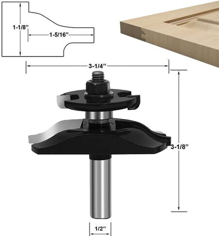 LEATBUY Molding Router Bit Set 1/2-Inch Shank, Woodworking Molding Cutter, Wood Milling Router Bits Drilling Carbide Tool for Door Table Cabinet Shelve Wall DIY(1/2 Shape) in Kuwait
