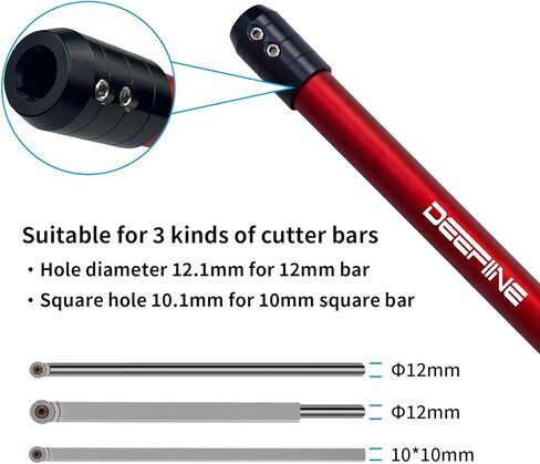 اداة مخرطة من الكربيد من ديفين مقاس 17 انش بفتحة مربعة 10 ملم × 10 ملم بمقبض ناعم 12 ملم قضيب تقطيع دائري (احمر) in Kuwait