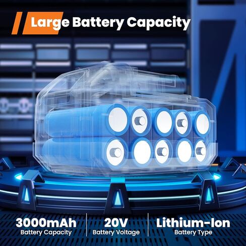 حزمة بطارية gogonova 20 فولت، حزمة بطارية ليثيوم أيون 3.0 أمبير، وقت تشغيل ممتد، أدوات كهربائية لاسلكية متوافقة مع بطارية ليثيوم 20 فولت in Kuwait