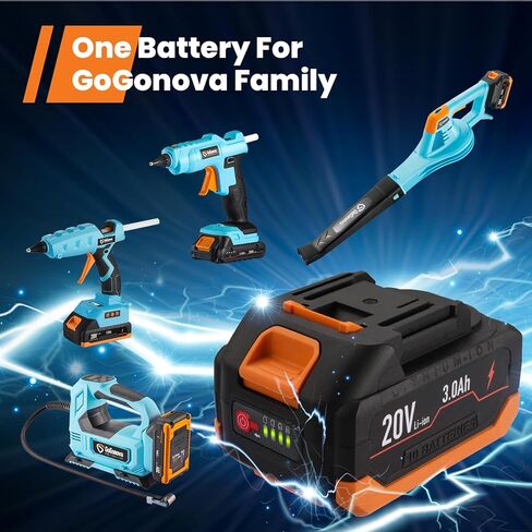 حزمة بطارية gogonova 20 فولت، حزمة بطارية ليثيوم أيون 3.0 أمبير، وقت تشغيل ممتد، أدوات كهربائية لاسلكية متوافقة مع بطارية ليثيوم 20 فولت in Kuwait