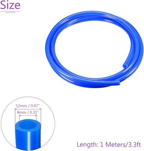DMiotech 8mmx12mm Pneumatic Tubing, 1 Meters/3.3ft Air Compressor PU Line Hose Tube for Water Fluid Transfer, Blue in Saudi Arabia