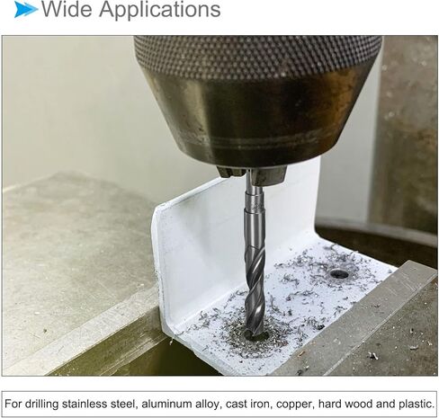 CoCud Reduced Shank Drill Bit, 20.5mm Cutting Edge 1/2" Shank, Nitride Coated High Speed Steel 6542 Twist Drill Bits - (Applications: for Stainless Steel Metal Wood) in Kuwait