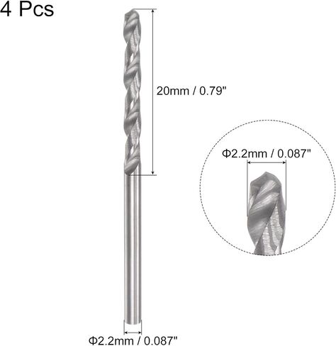 uxcell Solid Carbide Drill Bits, 2.5mm C2/K20 Tungsten Carbide Jobber Drill Bits Straight Shank Drilling Tool for Stainless Steel Aluminum Iron Metal Plastic 4pcs in Saudi Arabia