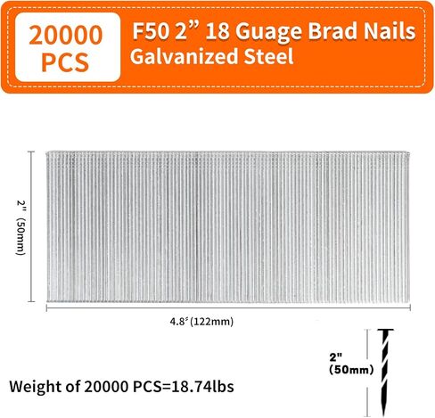 TOUNALKER 20000 جهاز كمبيوتر شخصى 18 قياس براد المسامير 2 بوصة، المجلفن براد الأظافر الثقيلة 18GA مسمار بندقية الأظافر، الأظافر الصغيرة النهاية للهوائية، دباسة كهربائية / براد بائع المسامير in Kuwait