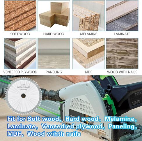 Upgraded B-57342 BL6556 Carbide Tipped Cordless Plunge Track Saw Blade Compatible with Makita SP6000 DEWALT DWS520CK DWS520LK DWS520SK Wen CT1065 Series Circular Saw，165x2.2x20mm 6-1/2" 56Tooth ATB in Kuwait