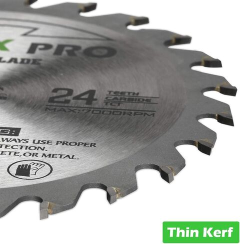 شفرة منشار دائري GALAX PRO مقاس 7 1/4 بوصة (185 مم) 24 سنًا و48 سنًا من كربيد التنجستن شفرة منشار قطع خشبية دائرية مع أربور 5/8 بوصة (16 مم) لقطع الخشب (عبوة من قطعتين) in Kuwait