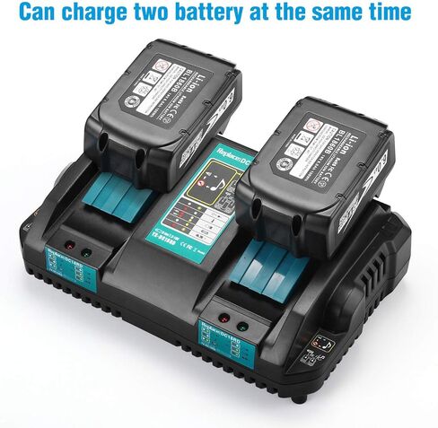 Powerextra DC18RD شاحن مزدوج لبطارية ليثيوم أيون 14.4 فولت 18 فولت، BL1415 BL1430 BL1440 BL1840 BL1850 BL1850B BL1860B إلخ، استبدل DC18RD DC18RC DC18SF DC18RA DC18RF in Kuwait