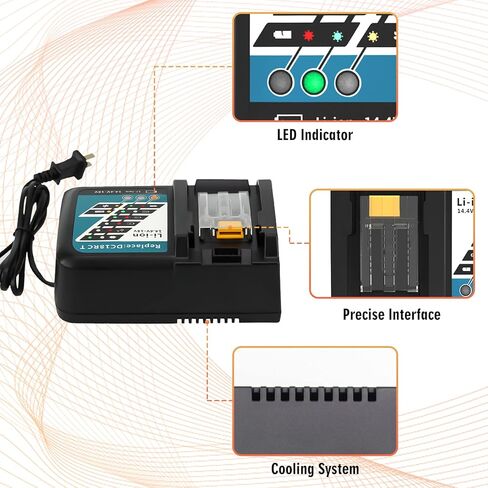 Bluway 7A DC18RC Replacement for Makita 18V Battery Charger Compatible with Makita 14.4V-18V LXT Lithium-Ion BL1860 BL1850 BL1840 BL1830 BL1815 Rapid Charger in Kuwait