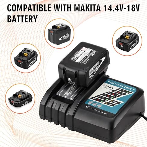 Bluway 7A DC18RC Replacement for Makita 18V Battery Charger Compatible with Makita 14.4V-18V LXT Lithium-Ion BL1860 BL1850 BL1840 BL1830 BL1815 Rapid Charger in Kuwait