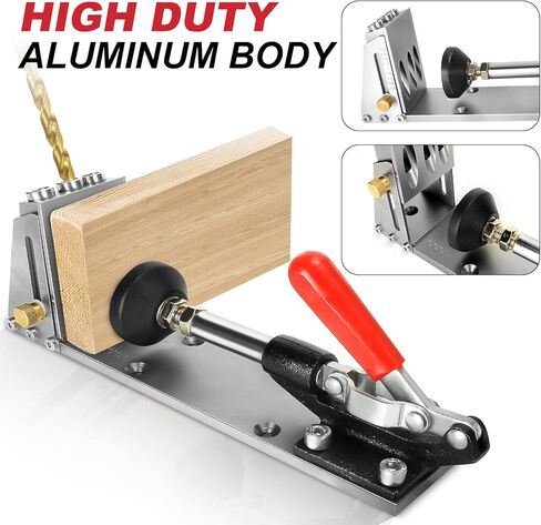 مجموعة ثقب الجيب، برغي جيب معدني احترافي مطور مع محول تفريغ قابل للازالة، مشابك تبديل خشبية مع مثقاب ثقب ثقب ثقب مجموعة نجار للثقوب المائلة in Kuwait