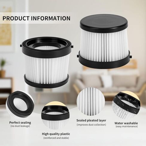 DCV501HB DCV5011H استبدال فلتر HEPA DEWALT DCV501HB 20V مكنسة كهربائية محمولة لاسلكية، قابلة للإزالة والغسل، 2 حزمة، ضمان لمدة 5 سنوات in Kuwait