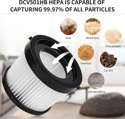 DCV501HB DCV5011H استبدال فلتر HEPA DEWALT DCV501HB 20V مكنسة كهربائية محمولة لاسلكية، قابلة للإزالة والغسل، 2 حزمة، ضمان لمدة 5 سنوات in Kuwait