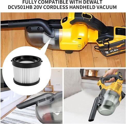 DCV501HB DCV5011H استبدال فلتر HEPA DEWALT DCV501HB 20V مكنسة كهربائية محمولة لاسلكية، قابلة للإزالة والغسل، 2 حزمة، ضمان لمدة 5 سنوات in Kuwait