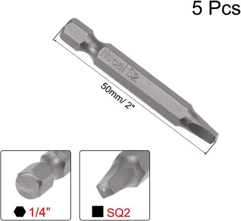 uxcell 5 Pcs SQ1 Magnetic Square Head Screwdriver Bits, 1/4 Inch Hex Shank 2-inch Length S2 Power Tools Square Drive Screwdriver in Saudi Arabia