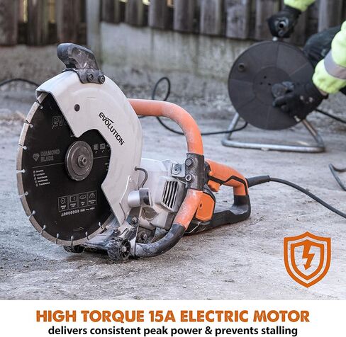 Evolution R300DCT - منشار خرسانة 12 بوصة (المعروف أيضًا باسم منشار دائري، مطحنة زاوية، منشار قطع، منشار قطع، منشار تجريبي، قاطع قرص، قاطع طاقة) - محرك 15 أمبير، بدون غاز - قطع 4-1/2 بوصة in Kuwait