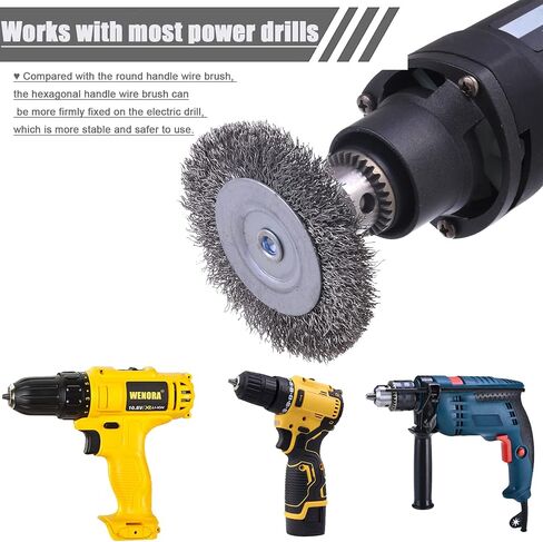 WENORA 9 Pcs Wire Brush Wheel for Drill, Wire Brush for Drill 1-Inch Crimped End Wire Brushes 1/4" Hex Shank for Paint-Surface and Small Spaces in Saudi Arabia