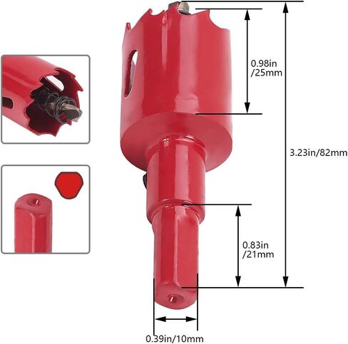 Utoolmart 15mm Bi-Metal Hole Saw, 15mm Professional High Speed Steel Drill Bits Cutter, 25mm Opening Depth with 10mm Dia Triangular Handle, for Cutting Board Metal, Plastic, Fiberboard, Wood in Saudi Arabia