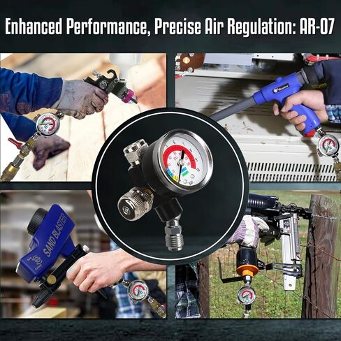 منظم ضغط الهواء AR-07، 1/4 NPT، مع مقياس وموصل دوار للتحكم الأمثل في تدفق الهواء in Kuwait