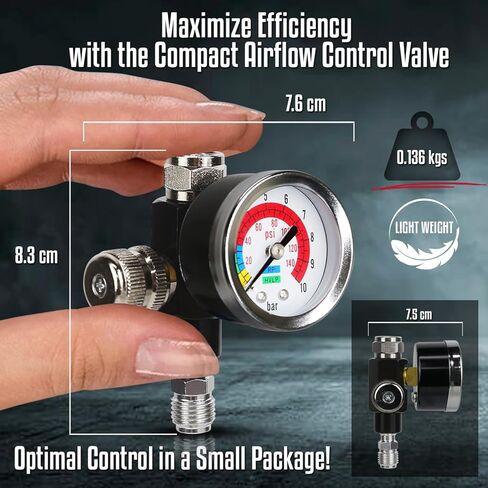 منظم ضغط الهواء AR-07، 1/4 NPT، مع مقياس وموصل دوار للتحكم الأمثل في تدفق الهواء in Kuwait
