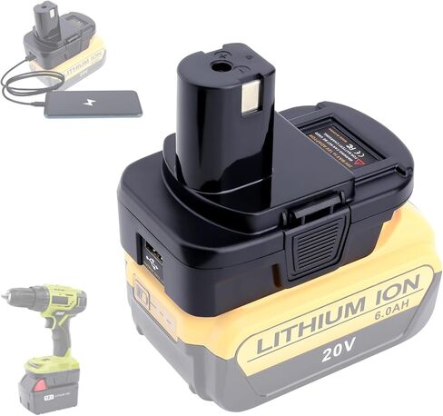 Battery Adapter with USB Port Compatible with Ryobi 18V Tools,Convert Compatible with Dewalt 20v and Compatible with Milwaukee M18 18v Battery to Replacement Ryobi 18v Battery in Kuwait