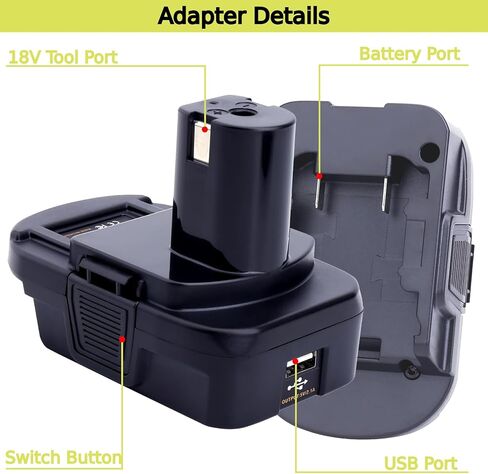 Battery Adapter with USB Port Compatible with Ryobi 18V Tools,Convert Compatible with Dewalt 20v and Compatible with Milwaukee M18 18v Battery to Replacement Ryobi 18v Battery in Kuwait
