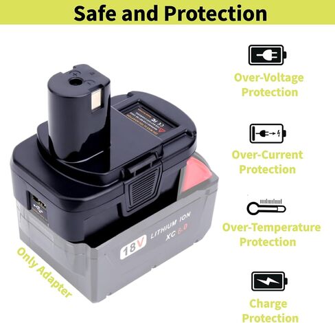 Battery Adapter with USB Port Compatible with Ryobi 18V Tools,Convert Compatible with Dewalt 20v and Compatible with Milwaukee M18 18v Battery to Replacement Ryobi 18v Battery in Kuwait