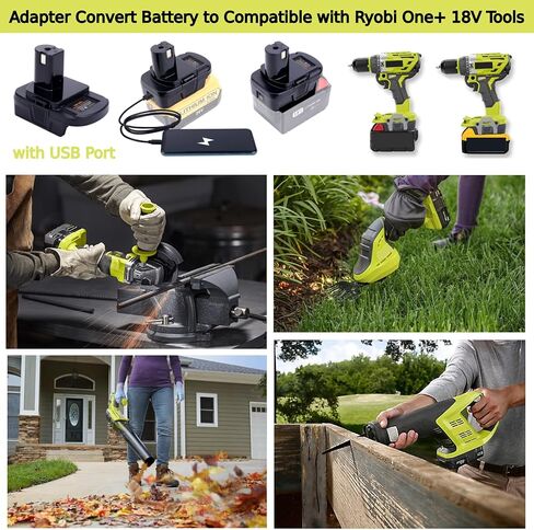 Battery Adapter with USB Port Compatible with Ryobi 18V Tools,Convert Compatible with Dewalt 20v and Compatible with Milwaukee M18 18v Battery to Replacement Ryobi 18v Battery in Kuwait