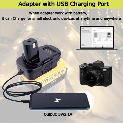 Battery Adapter with USB Port Compatible with Ryobi 18V Tools,Convert Compatible with Dewalt 20v and Compatible with Milwaukee M18 18v Battery to Replacement Ryobi 18v Battery in Kuwait
