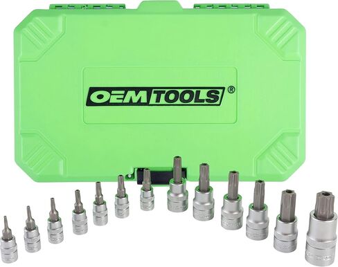 OEMTOOLS 23904 مجموعة مقابس لقمة مغناطيسية مكونة من 13 قطعة، مجموعة مقابس نجمة، لقم محرك 1/4 بوصة و3/8 بوصة، تتراوح أحجام البتات المغناطيسية من T8 إلى T60 in Kuwait